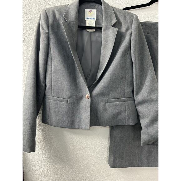 Vintage‎ College Town Gray Plaid Midi Skirt Jacket Academia Belt loops 5/6 & 7/8 - Picture 2 of 15